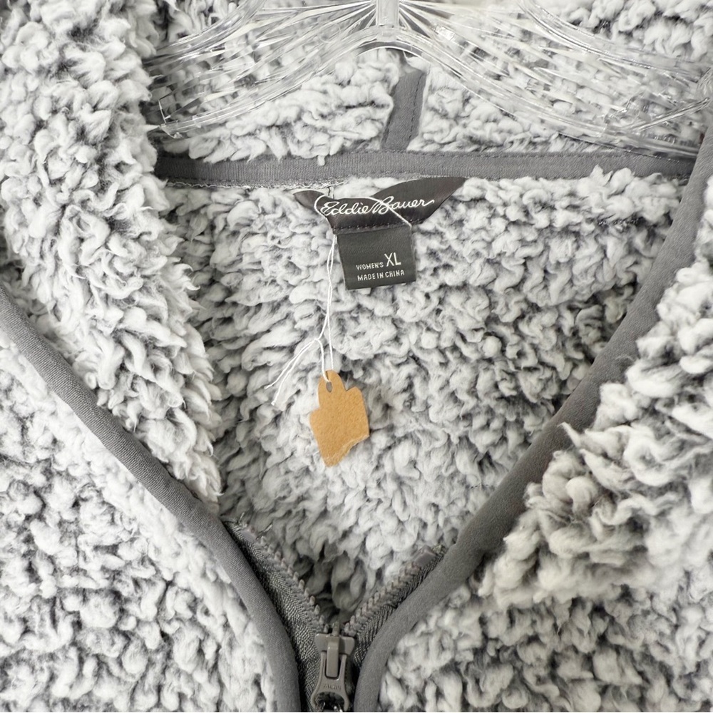 EDDIE BAUER | Fireside Plush 1/2 Zip Pullover Hoodie‎ Top Fleece Sherpa Sz. XL - Picture 4 of 5